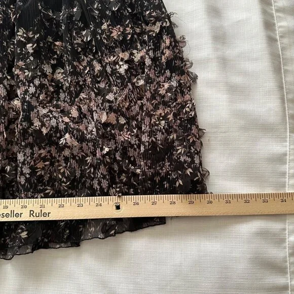 A New Day Black 3D Floral & Pink Skirt XL Elastic Waist Forest Fairy Whimsigoth - Picture 8 of 9